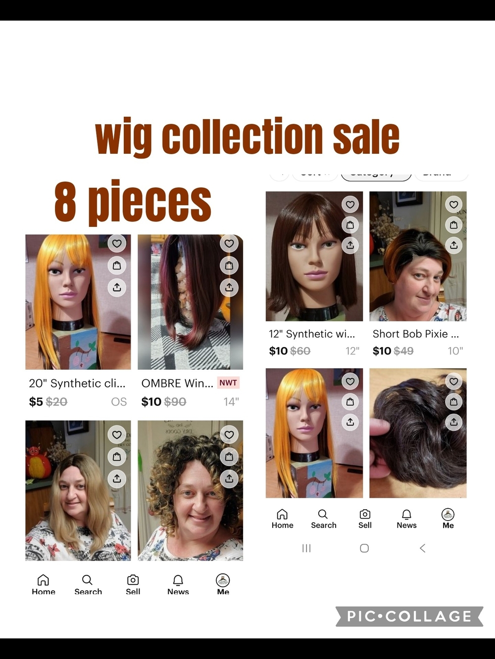 Synthetic Wig Bundle Yellow Red Blonde Brown Options QTY 8
